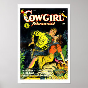 Vintage Cowgirl Romancen Gunslinger Poster