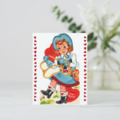 Vintage Cowgirl & Valentijn Lasso 1950 Briefkaart (Staand voorkant)