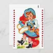 Vintage Cowgirl & Valentijn Lasso 1950 Briefkaart (Voorkant / Achterkant)