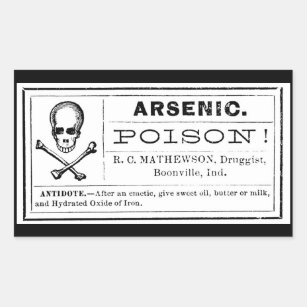 Vintage Crâne Croisé os Arsenic Poison Étiquette