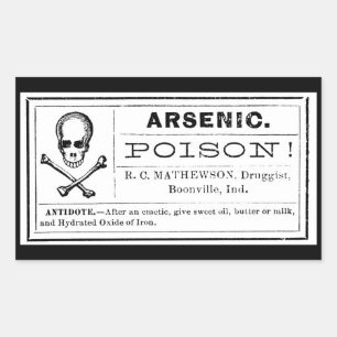 Vintage Crâne Croisé os Arsenic Poison Étiquette