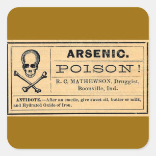 Vintage Crâne Croisé os Arsenic Poison Étiquette