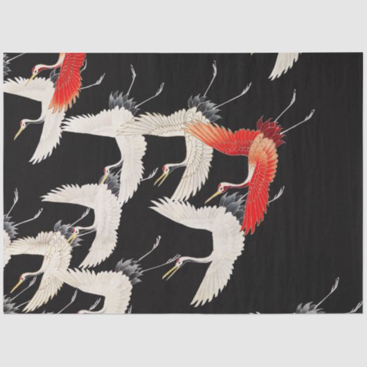 Vintage Cranes Birds Asian Chinoiserie Tissuepapier (Voorkant)