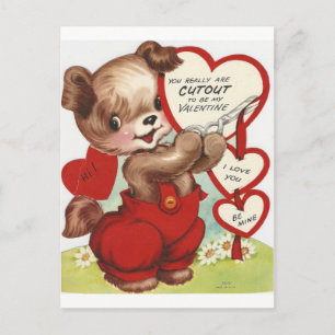 Vintage Craty Doggy Valentijn Feestdagenkaart