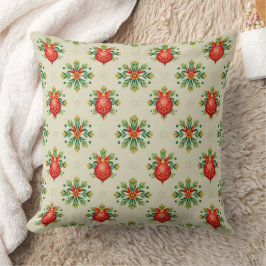 Vintage Cream Christmas Square Throw Pillow - Red  Kussen