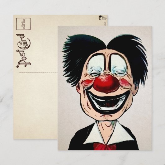 Vintage Creepy Clown Briefkaart (Voorkant / Achterkant)