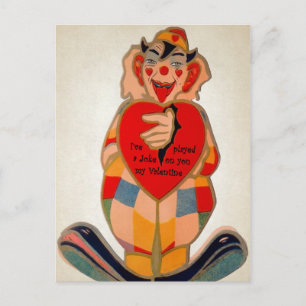Vintage Creepy Clown Valentijn Briefkaart