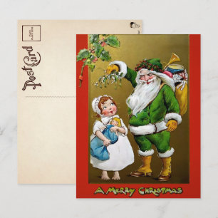 Vintage Creepy Mistletoe-kerstBriefkaart Briefkaart