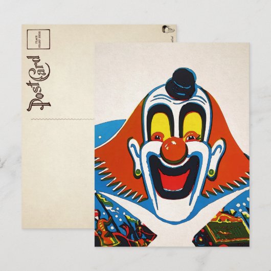 Vintage Creepy Odd Clown Briefkaart (Voorkant / Achterkant)