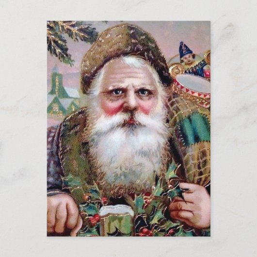Vintage Creepy Santa Face Briefkaart (Voorkant)