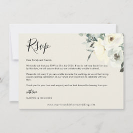 Vintage Crème Delicate Bloem RSVP Postcard  Bedankkaart