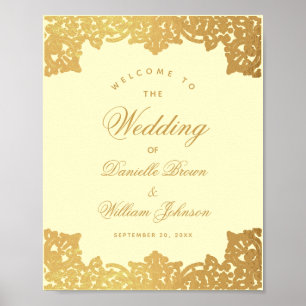 Vintage crème & or Antique Mariage Affiche de bien