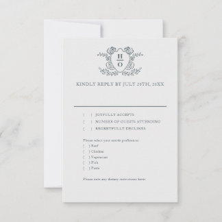 Vintage Crest Regency Trouw RSVP Kaartje