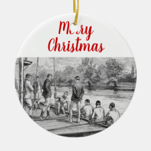 Vintage Crew Roeiers in boot aan de steiger Keramisch Ornament