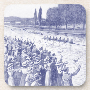 Vintage Crew Roeiers Racen Met Veel Toeschouwers B Bier Onderzetter