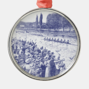 Vintage Crew Roeiers Racen Met Veel Toeschouwers B Metalen Ornament