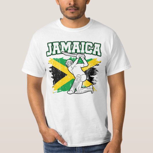 Vintage Cricket Jamaïque Drapeau T-shirt Jamaïcain (Devant)