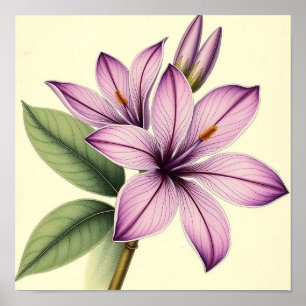 Vintage Crocus op Verweerd Papier Poster