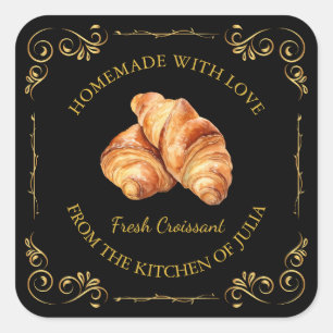 Vintage Croissant Carré fait maison Étiquette