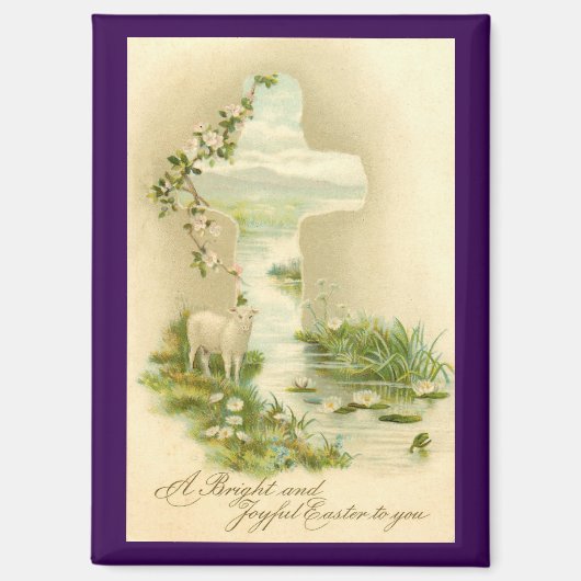 Vintage Cross With Lamb Easter Magnet (Recto)