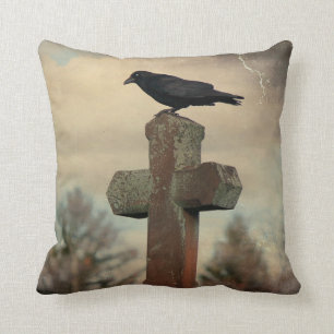 Vintage Crow Gothic Afbeelding Kussen