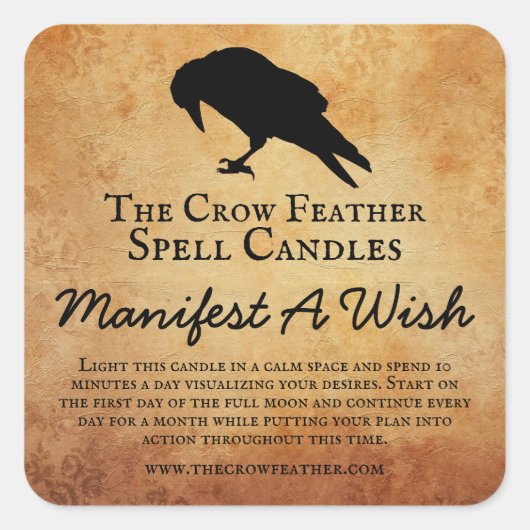 Vintage Crow Intention Spell Canderen Étiquettes (Devant)