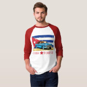 Vintage Cuba Flag Classic Car T-Shirt (Devant entier)