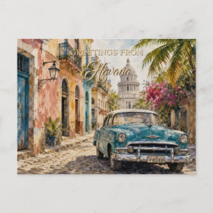 Vintage Cuba Reizen - Groeten uit Havana Briefkaart