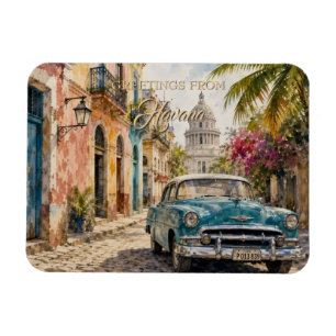 Vintage Cuba Reizen - Groeten uit Havana Magneet