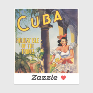 Vintage Cubaanse Toeristencommissie Tropen Reizen Sticker
