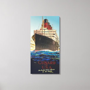 VINTAGE CUNARD AQUITANIA REIS CANVAS AFDRUK