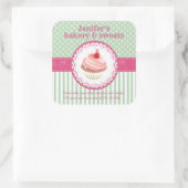 Vintage cupcakes bakkerijpodots vierkante sticker (Tas)