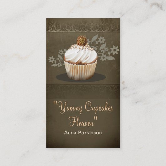 vintage cupcakes visitekaartje (Voorkant)