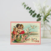 Vintage Cupid en Doves Briefkaart (Staand voorkant)
