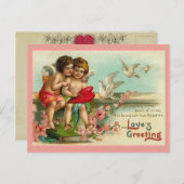 Vintage Cupid en Doves Briefkaart (Voorkant / Achterkant)