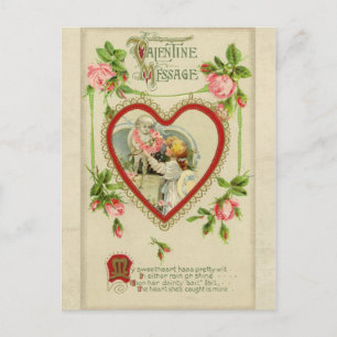 Vintage Cupid en Heart Valentijn Briefkaart