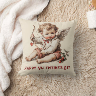 Vintage Cupid met Hartboog Kussen