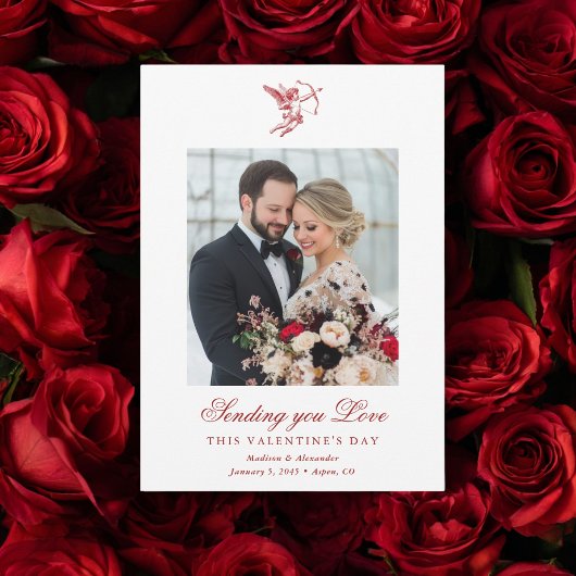 Vintage Cupid Newlyweds Valentine's Day Wedding Kaart