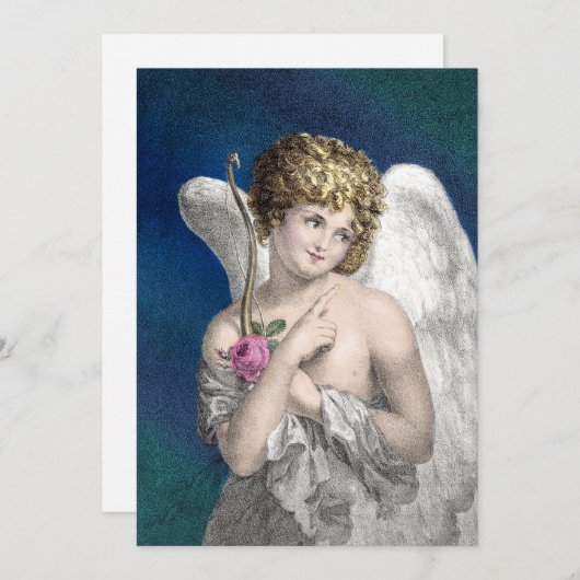 Vintage Cupid Romantique Mariage Invitations (Devant / Derrière)