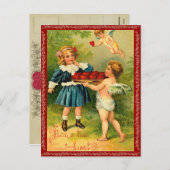 Vintage Cupid Valentijn Briefkaart (Voorkant / Achterkant)