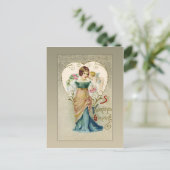 Vintage Cupid Valentijn Briefkaart (Staand voorkant)
