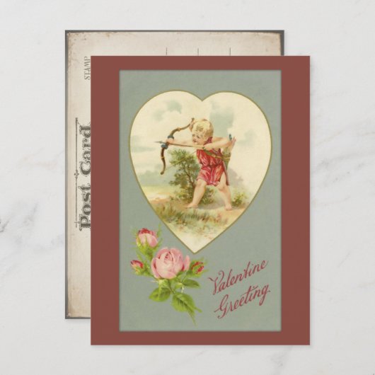 Vintage Cupid Valentijn Briefkaart (Voorkant / Achterkant)