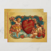 Vintage Cupid Valentijn Feestdagenkaart (Voorkant / Achterkant)