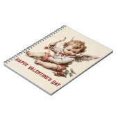 Vintage Cupid With Heart Bow Notitieboek (Linkerzijde)