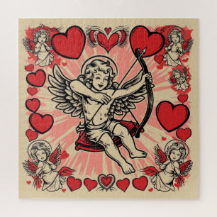 Vintage cupido liefde legpuzzel
