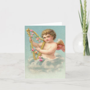 Vintage cupids met hart feestdagen kaart