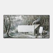 Vintage Currier & Ives Journal Cabine Noël (Clavier et souris)