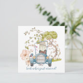 Vintage Cute Bunny Boy Birth Announance (Staand voorkant)