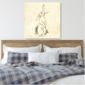 Vintage Cute Bunny Rabbit Art Script Background Canvas Afdruk (Insitu (Slaapkamer))