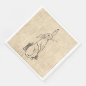 Vintage Cute Bunny Rabbit Art Script Background Servet (Hoek)